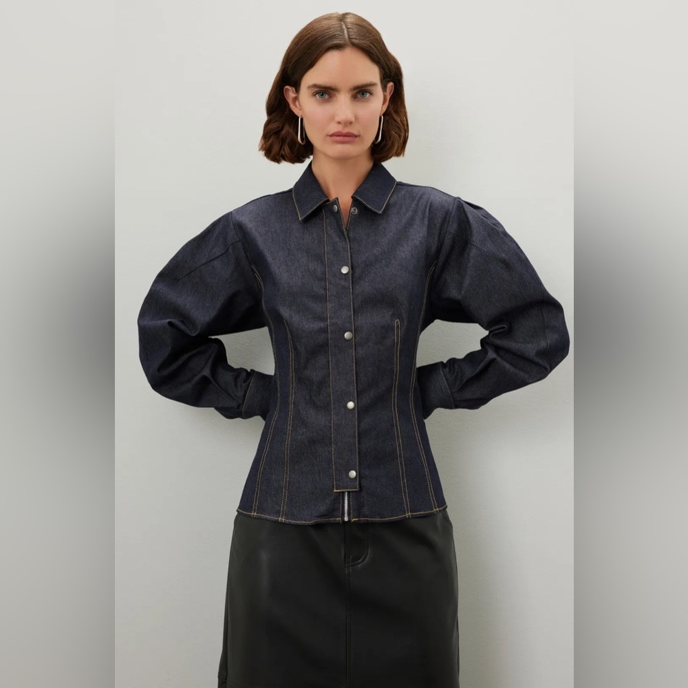 Thakoon Collective Denim Balloon Corset Top in Dark Wash, Women’s size 4